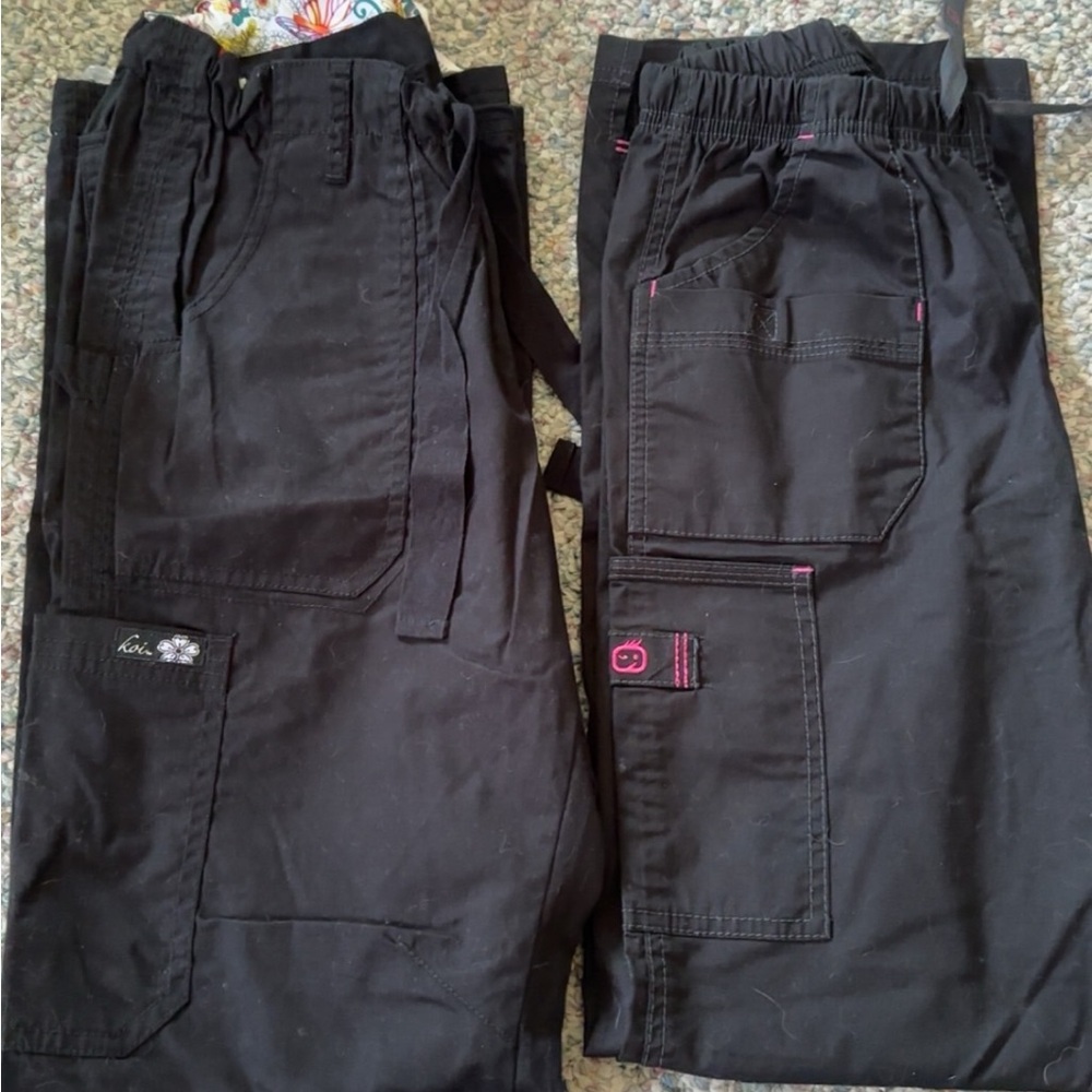 Black Cargo Pants with Pink Accents